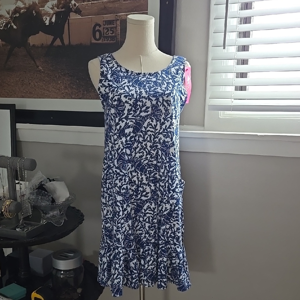 Spring Sale...Lilly Pulitzer Blue Lobster Print Sleeveless Dress